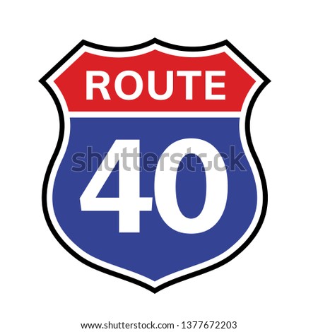 40 route sign icon. Vector road 40 highway interstate american freeway us california route symbol.
