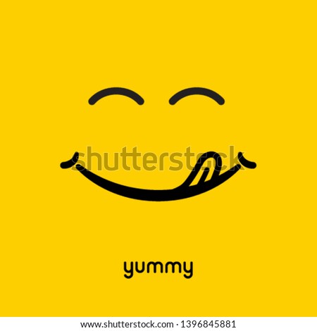 Yummy face smile delicious icon logo. Yummy tongue emoji tasty or hungry mouth smile.