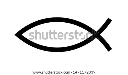 Christian fish symbol. Jesus fish icon religious sign. God Christ logo illustration.