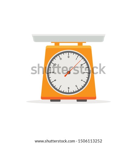 Domestic weigh scale food balance vector icon. Food weight kitchen illustration.