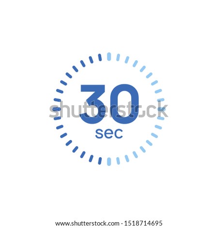 30 second timer clock. 30 sec stopwatch icon countdown time digital stop chronometer.