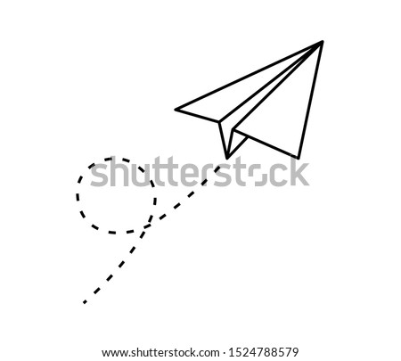 Paper plane vector icon set. Origami paper airplane illustration isolated outline.