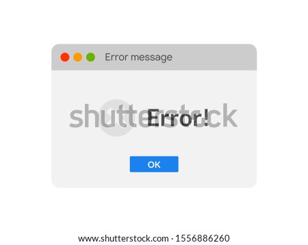 Error message computer window alert popup. System error vector icon failure pc interface.