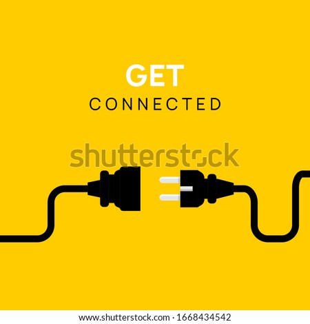 Electric Plug connect concept socket. Get connected or disconnect vector power plug cable illustration.