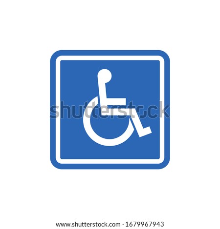 Handicap signage vector wc invalid icon. Disable toilet access wheelchair sign design.