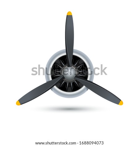 Plane blade propeller, vector airplane wood engine logo icon. Aircraft propeller fan