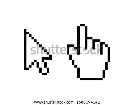 Hand cursor mouse icon. Cursor pixel pointer arrow. vector web finger click icon