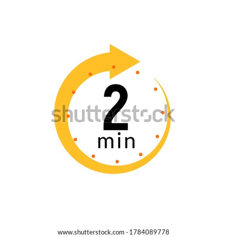 2 minutes clock quick number icon. 2min time circle icon