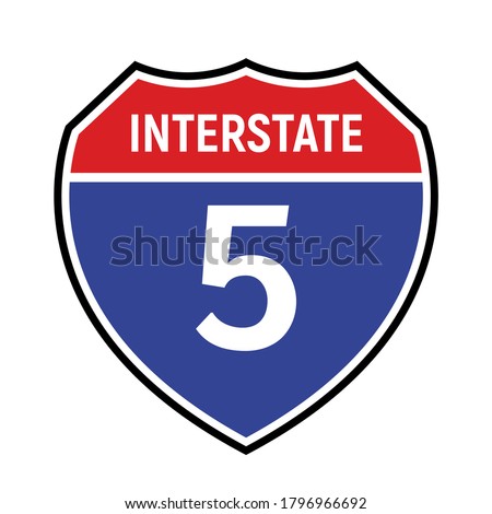 5 route sign icon. Vector road 5 highway interstate american freeway symbol