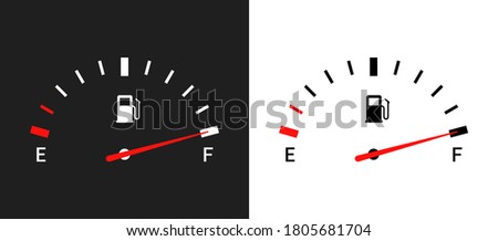 Fuel indicators gas meter. Gauge vector tank full icon. Car dial petrol gasoline dashboard