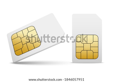 Sim card vector mobile phone icon chip. Simcard isolated 3d design gsm