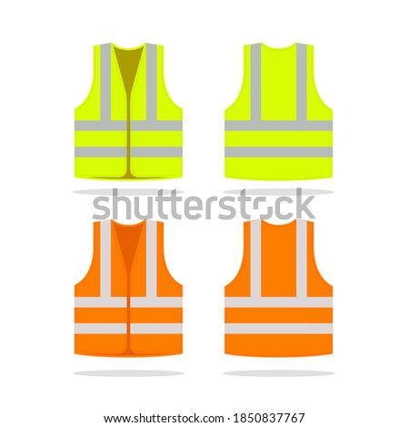 Safety jacket security icon. Vector life vest yellow visibility fluorescent work jacket
