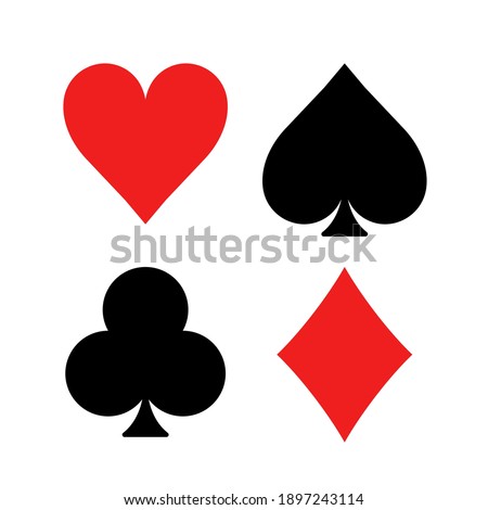 Play card symbol suit vector icon. Poker heart ace spade, diamond casino card symbol