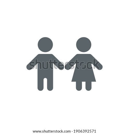 Child vector icon, happy boy and girl children kid pictogram