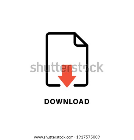 Download document icon app. File download data vector symbol button arrow