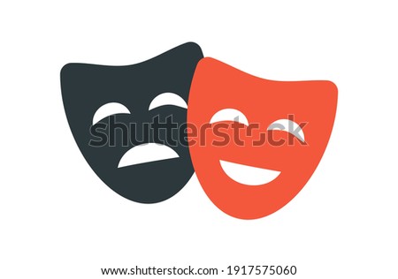 Theatre mask icon silhouette. Theatre drama comedy vector icon, actor acting logo