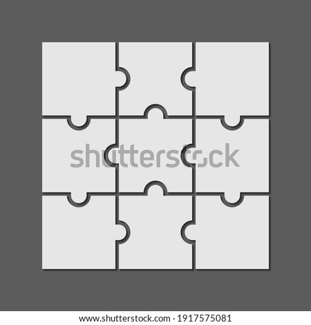 9 puzzle piece jigsaw concept vector background. 3x3 business puzzle design