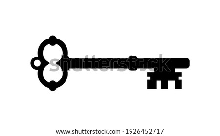 Old key vector house icon logo. Old key silhouette antique lock illustration