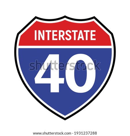 40 route sign icon. Vector road 40 highway interstate American freeway us California route symbol