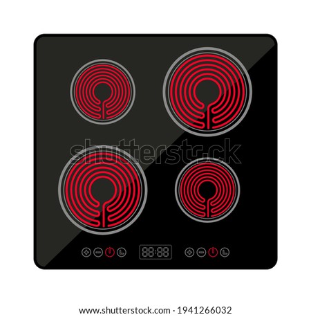 Induction stove cooker electric hob heater. Cooktop ceramic electric induction stove spiral top view
