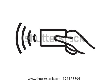 Contactless payment icon. Rfid wifi nfc payment vector symbol. Line cashless pay icon