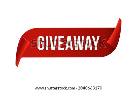 Giveaway contest ribbon promo label prize. Vector giveaway banner badge design template