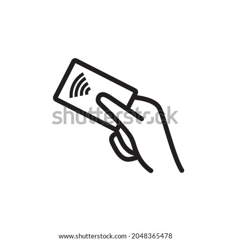 Contactless payment icon. Rfid wifi nfc payment vector symbol. Line cashless pay icon