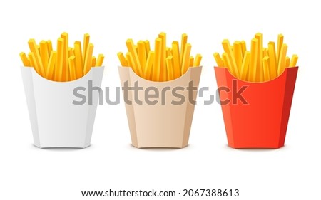 French potato pack box. Cartoon fastfood fry potato isolated illustration fast food Imagine de stoc © 