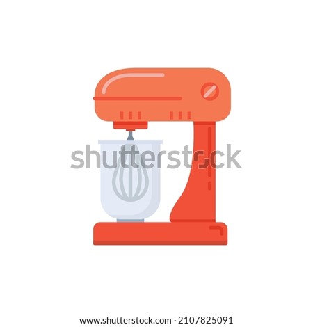 Mixer bakery design mixing food illustration. Kitchen electric mixer machine vector line icon