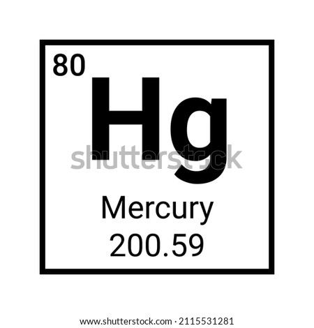 Mercury chemical periodic element Hg. Vector mercury science chemistry icon