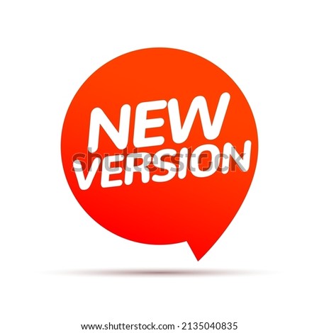 New improved edition version. New label banner icon, update vector red badge new version