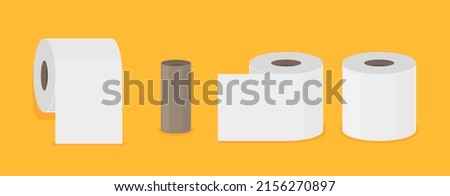 Toilet paper roll flush icon. Vector toilet paper tissue isolated towel flat tape