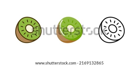 Kiwi flat line vector fruit icon illustration isolated logo. Kiwifruit cartoon flat line icon