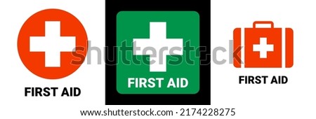 First aid icon symbol. Vector cross safety medic treatment ambulance first aid help