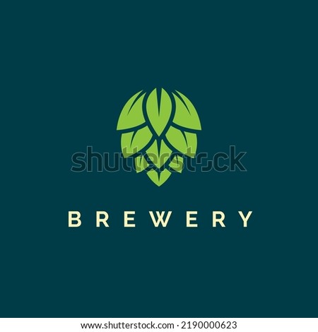 Hop icon vector beer cone pine illustration leaf art bud green decoration. Beer fresh hop logo icon isolated