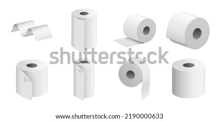 Toilet paper roll vector towel tissue icon. Isolated kitchen 3d paper toilet illustration wc realistic tape bathroom isometric cylinder