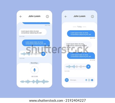 Voice message phone app screen voicemail call illustration. Audio wave voice note app screen background