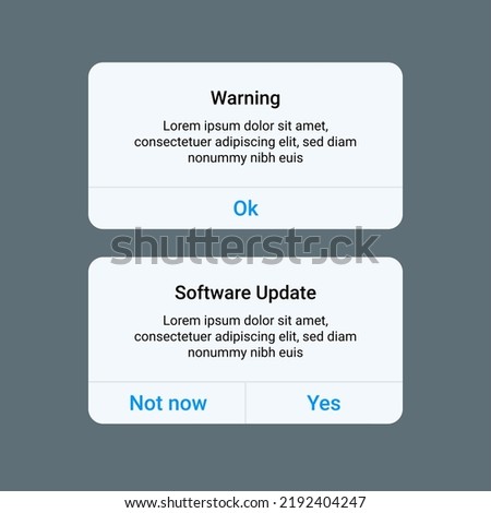 Message box smartphone alert template ui mockup window interface. Smartphone screen message box alert icon