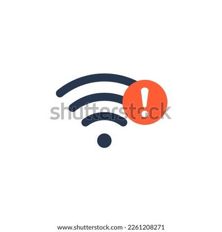 Wifi bad connection problem icon. Lost network wifi error internet vector warning concept. Wifi signal wave phone symbol