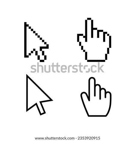 Cursor mouse hand icon. Cursor pixel pointer arrow. vector web finger click icon