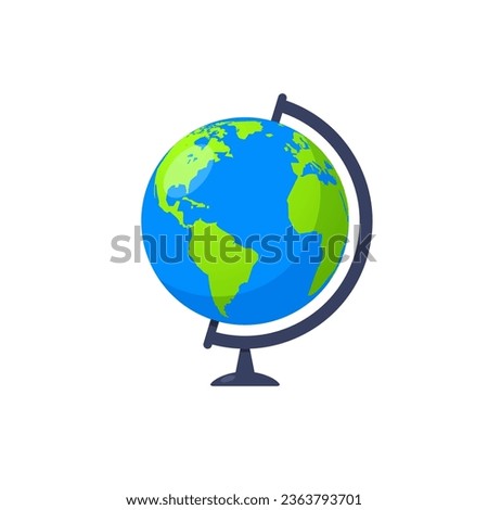 3d earth globe world vector icon. Travel globus cartoon simple illustration geography table desk globe isolated icon