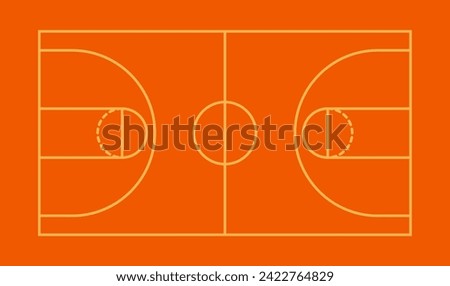 Basketball Court Flat Vector line Icon. Basket ball field playground stadium layout. Basketball court line icon