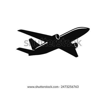 Airplane passenger travel silhouette icon. Aeroplane vector icon aircraft isolated symbol shape