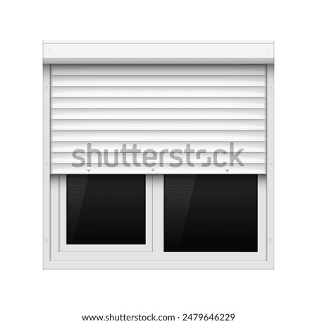 Image, Stock Photo Facades with white shutters in dark gray, orange and ocher against dramatic clouds