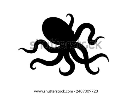 Octopus silhouette vector icon. Octopus design black silhouette kraken sea animal ocean logo