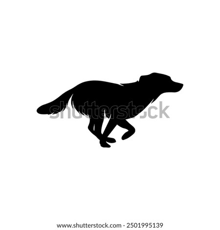 Run dog silhouette jump vector logo icon. Sport dog canine fast profile sign silhouette background