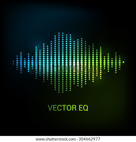 Single colorful eq, equalizer. Vector sound audio wave, frequency, melody, soundtrack in night for dance electronic disco music. Sound wave eq. Audio wave.