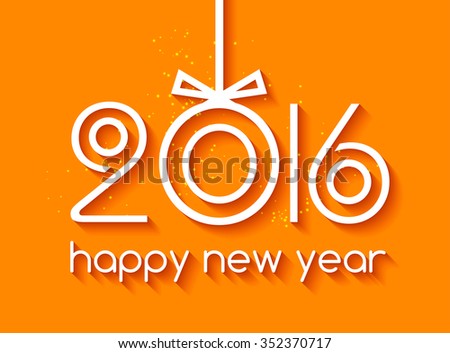 Happy New Year 2016 Red Background, Typography With Xmas Ball Stock Photo 352370717 : Shutterstock