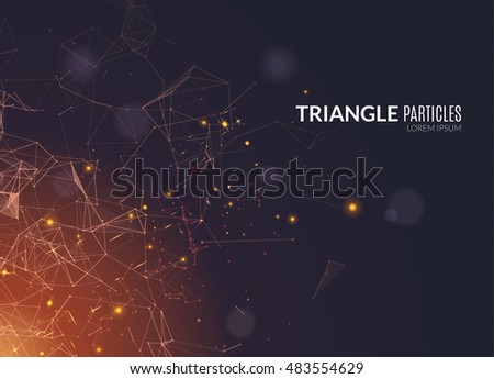 Abstract polygonal techno background. Futuristic style card. Business presentations. Lines, point, planes in 3d space. Cybernetic dots, creative banner
