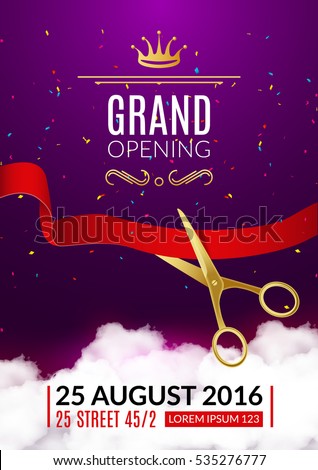 Grand Opening invitation card. Grand Opening Event invitation flyer banner or poster design template.